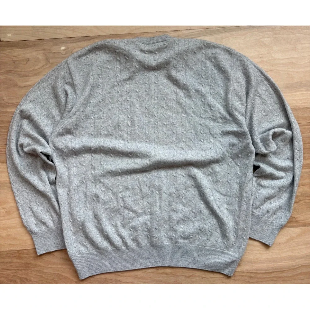 I Levrieri Cashmere Silk Sweater Mens Large Gray Cable Knit Old Money Crewneck